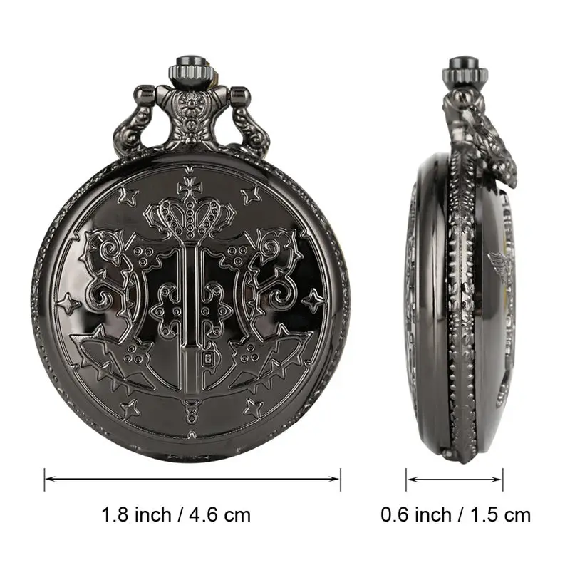 Black Butler Pocket Watch Quartz Analog Slim Chain Pendant Watch 2019 New Arrival Fob Clock relogio 5