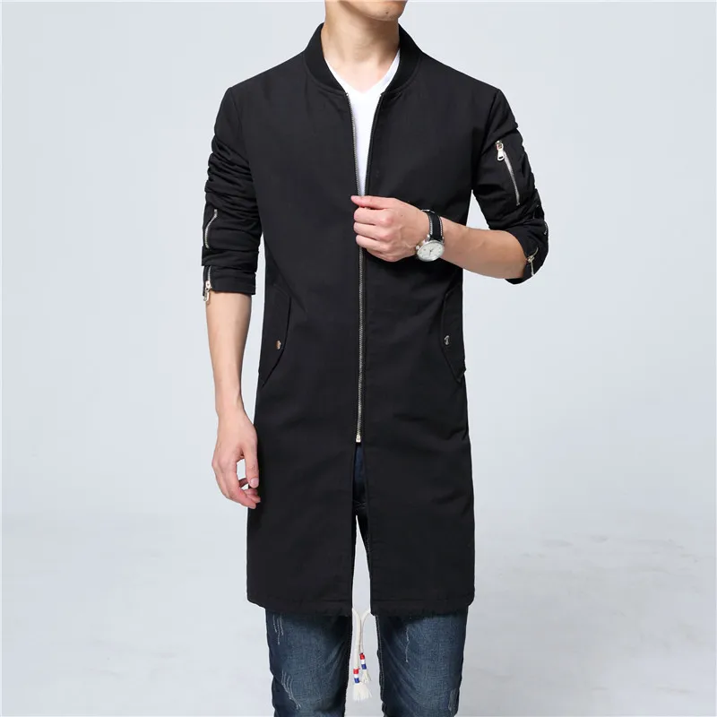 HM3046 Black Тренч, мужское хлопковое длинное пальто, Мужское пальто, ветровка, большой размер 5XL, Прямая поставка, 7 цветов, черный, темно-синий, красный, белый, зеленый, серый - Цвет: HM3046 Black