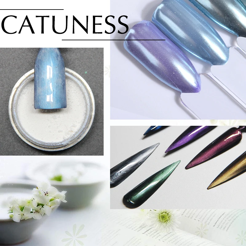 CATUNESS металлический блестящее напыление ногтей 3D наконечник горный хрусталь