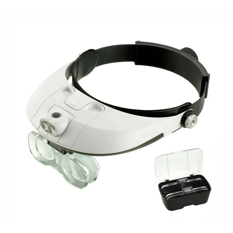 1.5x 2x 2.5x 3.5x носить держатель лупы очки лупа Ремонт третьей руки шлем увеличительное стекло очки - Цвет: white
