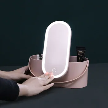 

Case Detachable Lightweight Adjustable LED Lights Makeup Mirror Storage Box Tool Portable Travel Multi Function Accessory