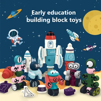 

Building blocks children science and education magnetic universe rocket puzzle DIY fight parent-child interactive Legoingly toy