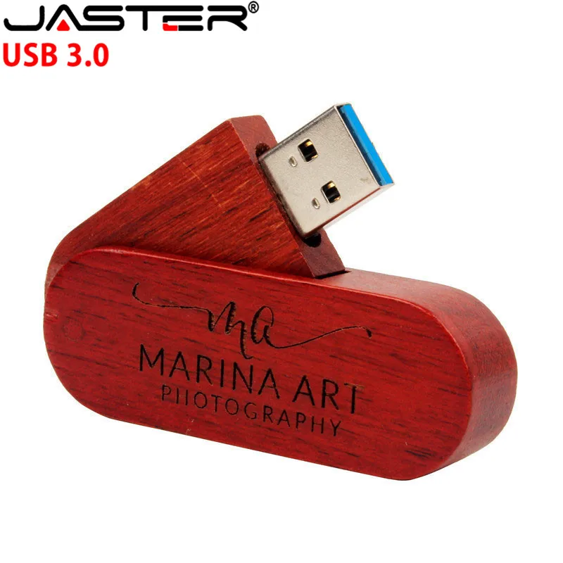 JASTER USB 3,0 лого заказной вращающийся деревянный USB флэш-накопитель Флешка карта памяти, Флеш накопитель 4 ГБ 8 ГБ 16 ГБ 32 ГБ usb creativo
