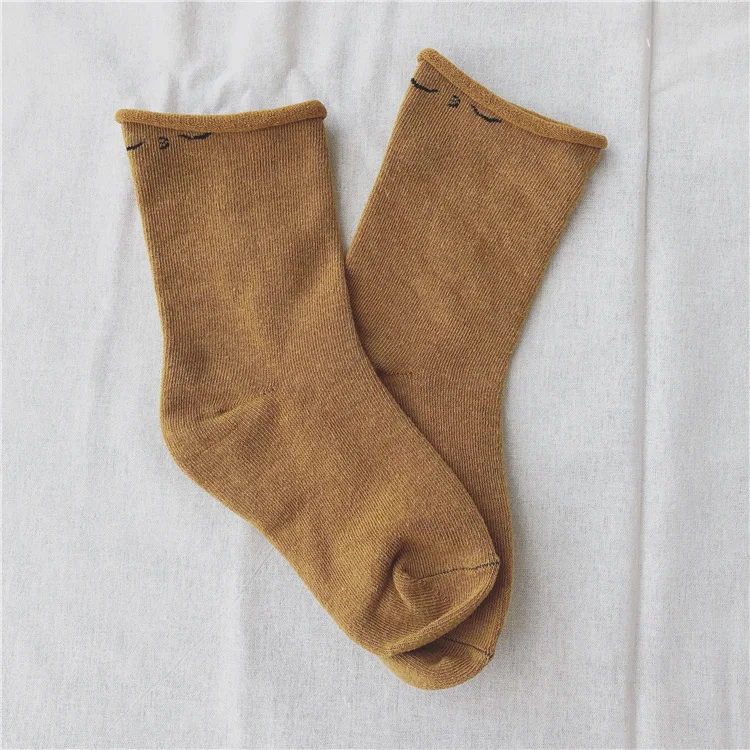 Missnuo Autumn And Winter Solid Color Men And Women Children Macarons Frilled Socks Relent Combed Cotton Short Socks P07