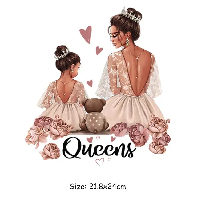 DIY Heat Transfer Patches Mom Girl Boy Printing Patches On Clothes Super Mom Dad Queen Stickers On T-shirt Dresses Jeans DZ628