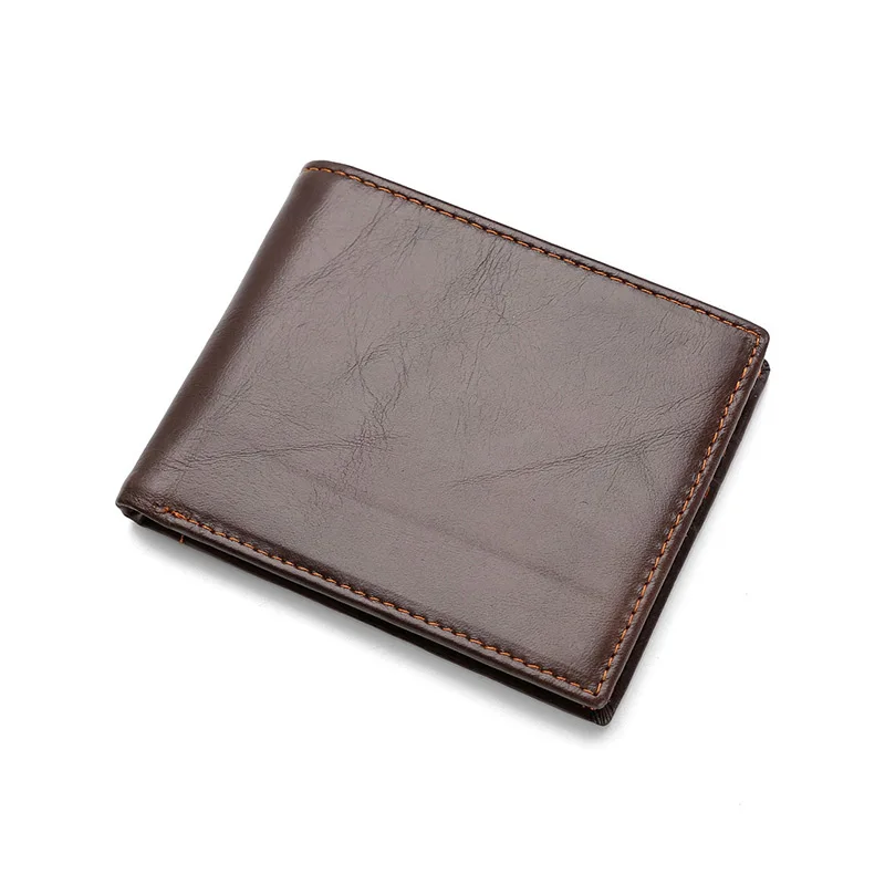 

Men's Wallet Leather Credit Card Holder Wallets Business Bifold Short Clutch Purse Cowhide Slim Billfold Zipper Coin Pocket Male