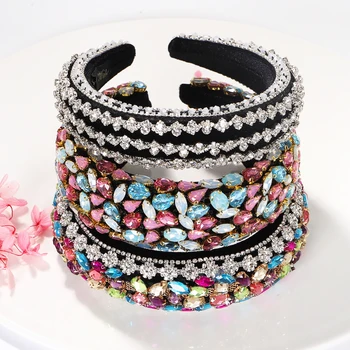 

Dvacaman Baroque Banquet Full Rhinestone Crystal Wide Headband for Women Bling Gorgeous Hair Accessories Wholesale Dropshipping