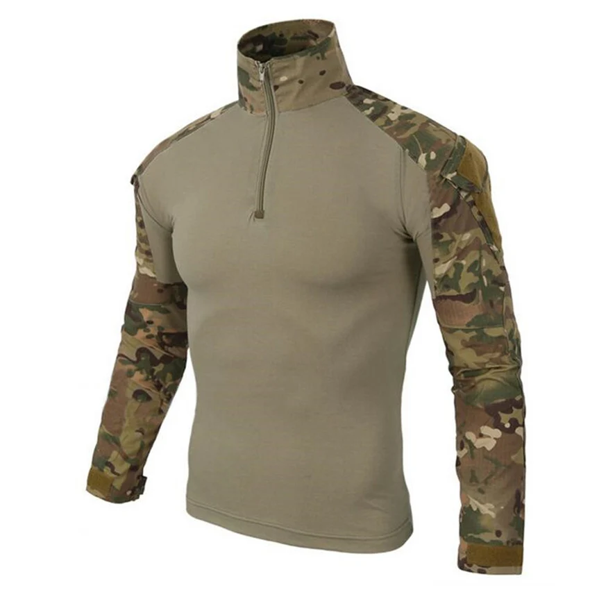 

Multicam Camouflage Outdoor Hunting Military Uniform Men Airsoft Tactical Combat Shirt Full Sleeve Frog Cargo Army Suit