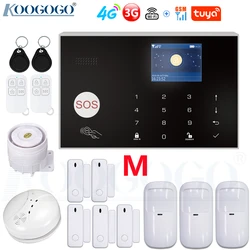 Kit système d'alarme de sécurité domestique sans fil, wi fi, GSM/4G/3G, 433MHz, avec détecteur de fumée, contrôle par application Tuya Smart Life 