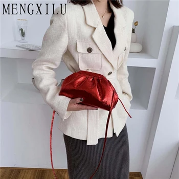 

MENGXILU PU Dumpling Messenger Bags Cloud Shape Women Day Clutch Bag Hobos Long Leather Shoulder Belt Crossbody Bags For Women