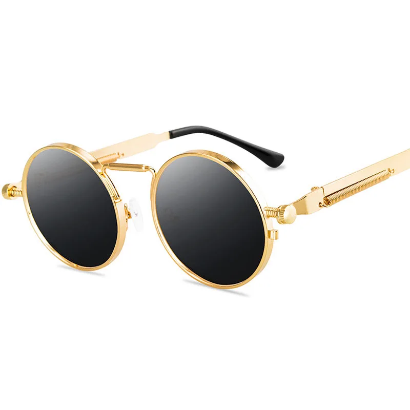 Riding Motorcycle Mountaineering Travel Steampunk Sunglasses Round Frame Glasses Metal Spring Feet New Europe &amp America Eyewear | Спорт и