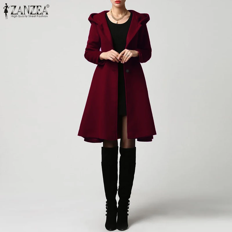 Very best Women Hoodies Coats Long Jackets 2019 ZANZEA Winter Turn Down Neck Overcoats Plus Size 5XL Ladies P
