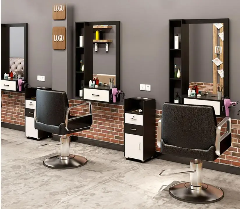 Hairdresser mirror salon table table integrated wall mounted