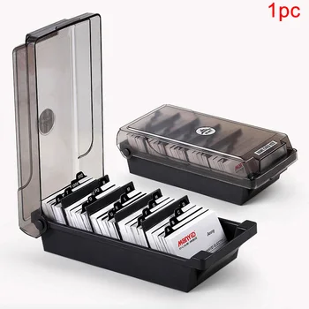 

4 Divider Plastic Home School Storage Dust Proof Organizer Large Capacity Protector Office Business Card Box Board Index Holder