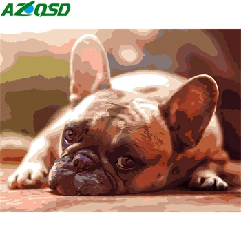 

AZQSD Paint By Number Dog Draw By Number On Canvas Animal Handpaint Kit Camvas Acrylic Oil Painting Home Decor Gift Wall Art