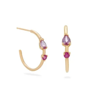 

LOZRUNVE Elegant Prong Setting CZ Stone Open Medium Hoop Earring 925 Silver