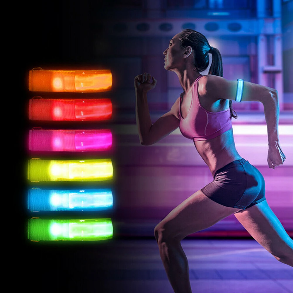 Outdoor Running Light Sport Wristbands Adjustable LED Glowing Bracelets ...