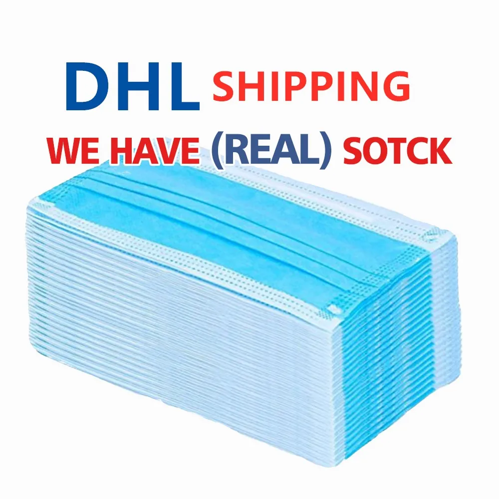 

Fast DHL 50pcs Non Woven Disposable Face Mask 3 Layer Dental Earloop Activated Carbon Anti-Dust Face Surgical mouth cover masks