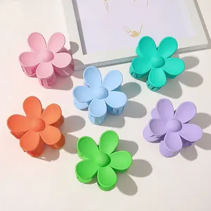 1PC Candy Color Plastic Hairpin Big Flower Shaped Frosted Hair Clip Hair Claws For Women Hair Accessories Spring Clip Clamp Crab