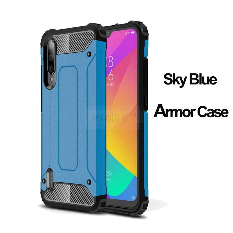 Blue Armor Case xiaomi mi a3 чехол Роскошный противоударный чехол на кольцом ми a3 Xiaomi Mi A3 cc9e xiaomi силиконовый бампер на MiA3 Mi A3 стекло+ чехол на сяоми ми а3 телефона xiaomi mi a3 чехол - Цвет: Blue Armor Case