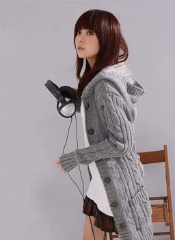 

2015 Promotion Cardigans Sweater Women The Long Style Warm New Woman Sweater Sale Of Fund Of Autumn Winters Jacket Grey Cardigan