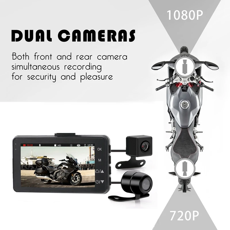 3 дюймов 1080P HD мотоцикл Камера DVR мотор Dash Cam с Специальная двойная трек спереди видеорегистратор с камерой на задней панели мотоцикл электроники KYMT18