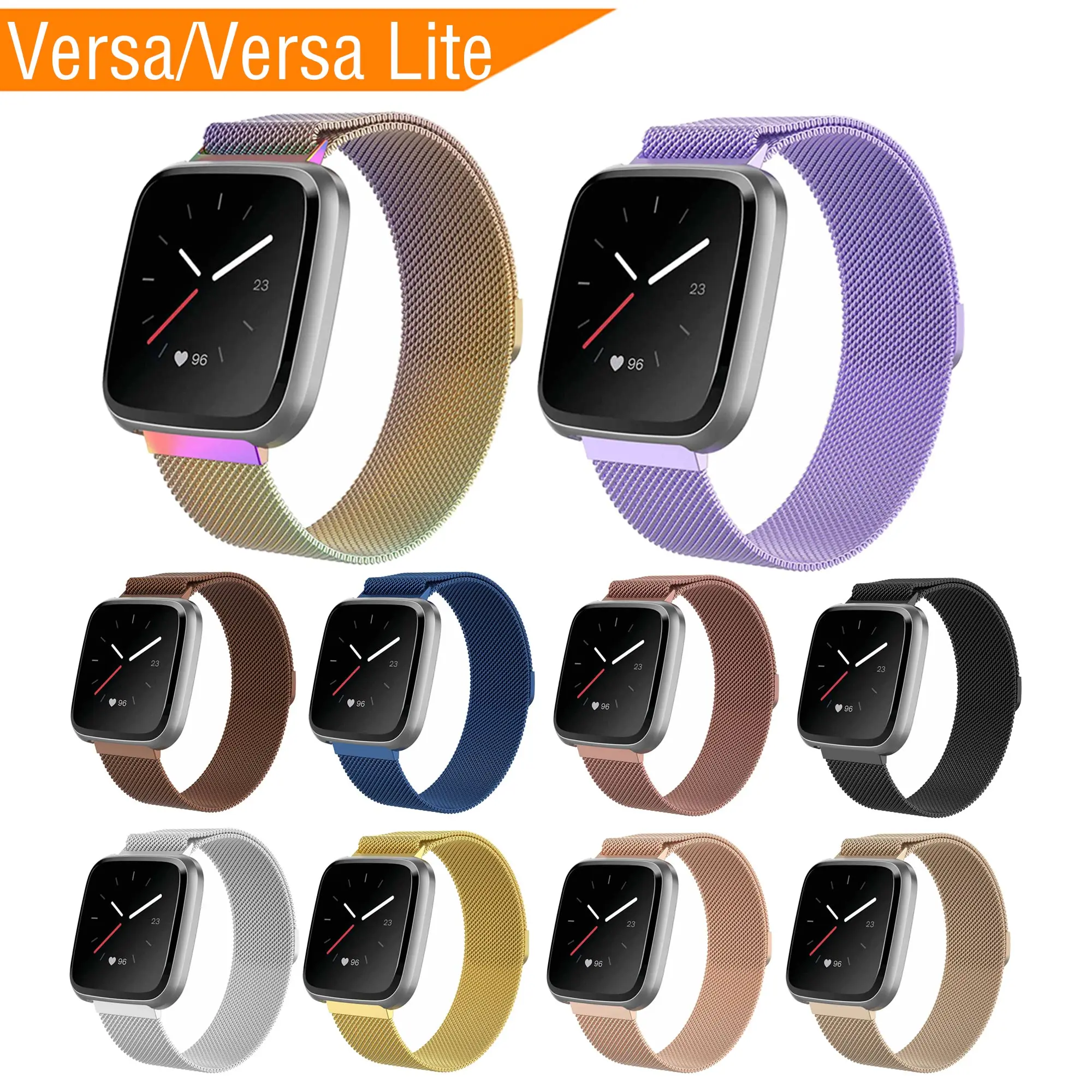 

2019Mijobs Stainless Steel Magnetic Milanese Strap for Fitbit Versa Band Replacement Wristband for Fitbit Versa Lite Band Metal