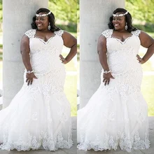 

Stunning African Lace Wedding Dress Plus Size Country 2020 Elegant Mermaid Sexy Bridal Gowns Curvy Brides