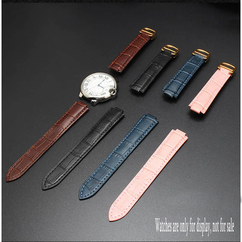 BRETA Genuine Leather watchband Ballon Bleu Strap for Cartier Deployment Buckle Clasp fit red Pink 14mm 18mm 20mm