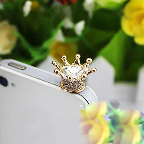 Fashion Rhinestone Crown 3.5mm Anti Dust Earphone Plug Cover Stopper Cap mobile dust plug Mobile phone accessories decoration Fashion Rhinestone Crown 3.5mm Anti Dust Earphone Plug Cover Stopper Cap mobile dust plug Mobile phone accessories decoration