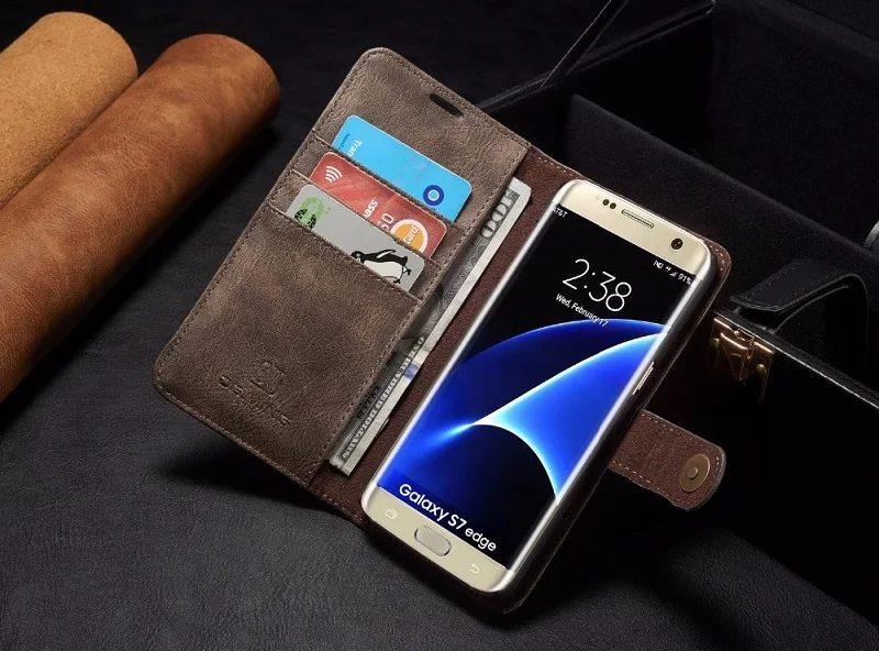 Магнитный съёмный корпус для samsung Galaxy S7 Edge S8 S9 S10 Plus S10e Note 8 9 10+ S10e задний откидной Чехол для бумажника Ретро Кожаный Чехол
