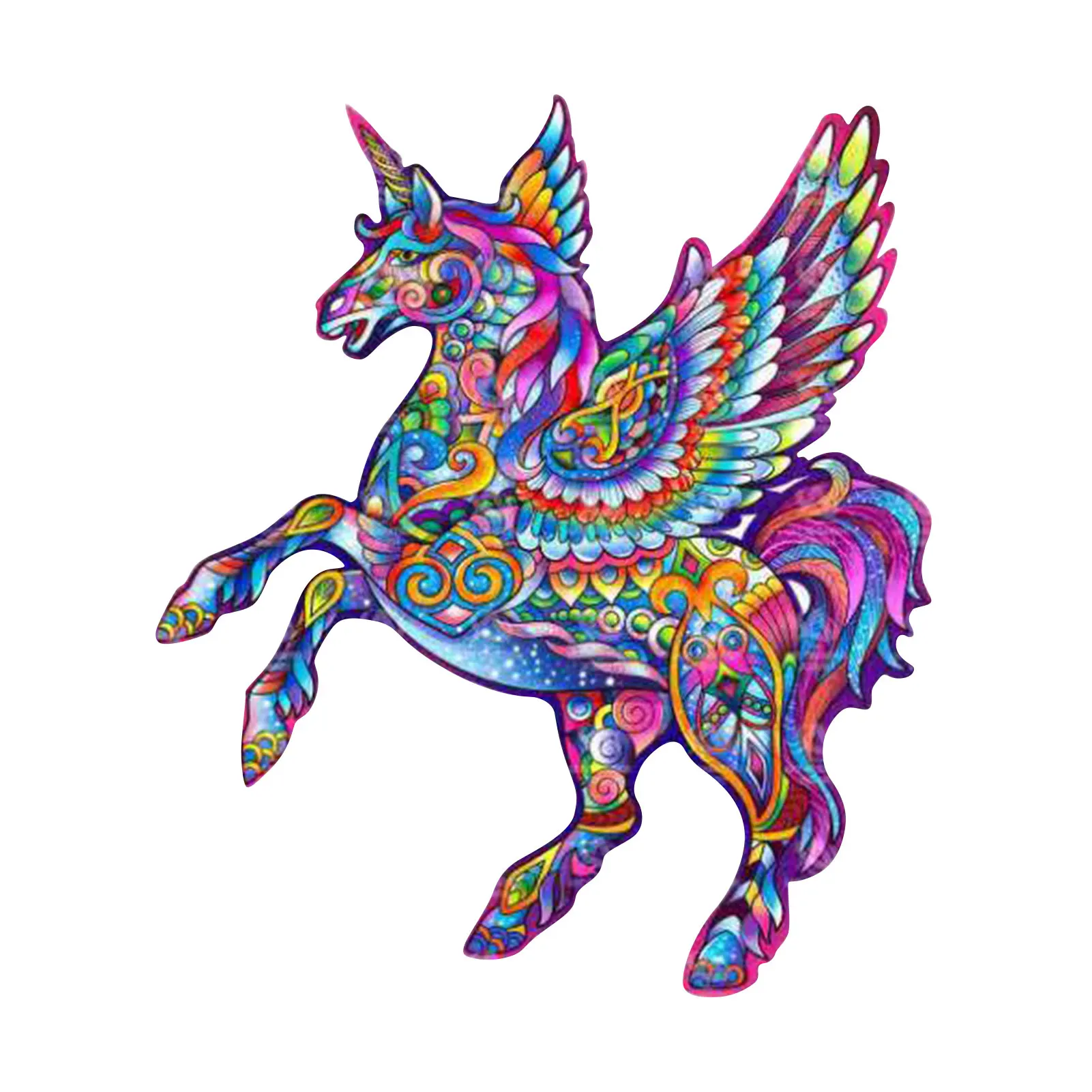 

Unique Wooden Animal Jigsaw Puzzles Mysterious Pegasus Puzzle Gift For Adults Kids Educational Fabulous Gift Toy With Carton Box