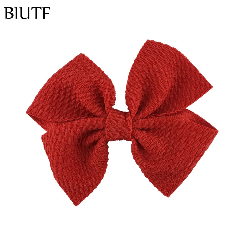 14-red 10 шт./лот, яркий цвет, 4 дюйма, Seersucker, вафельный бант для волос с/без заколки для волос, высокое качество, головные уборы HDJ160 - Цвет: 14-red