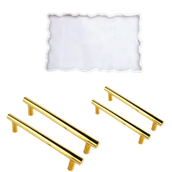 

1Set/3Pcs Tray Silicone Mold with Metal Golden Handles Silicone Molds for Resin DIY Crystal UV Glue Epoxy Resin Mold