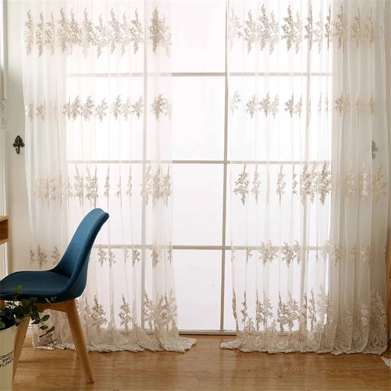 Европейские Роскошные тюлевые шторы с вышивкой в виде веревки для гостиной, элегантные романтические шторы на окно с цветами, панель для балкона, HM121#30