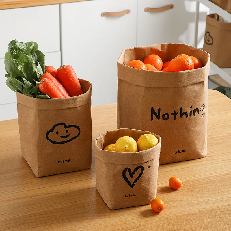 Washable Kraft Paper Bag Vegetable Bags Produce Bag Reusable Vegetable  Storage Bag Kitchen Fruit Vegetable Food Storage Bag - Bags & Baskets -  AliExpress