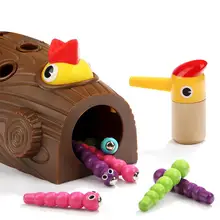 Деревянные магнитные дятел ловить червей игра образовательные детские игрушки Новые