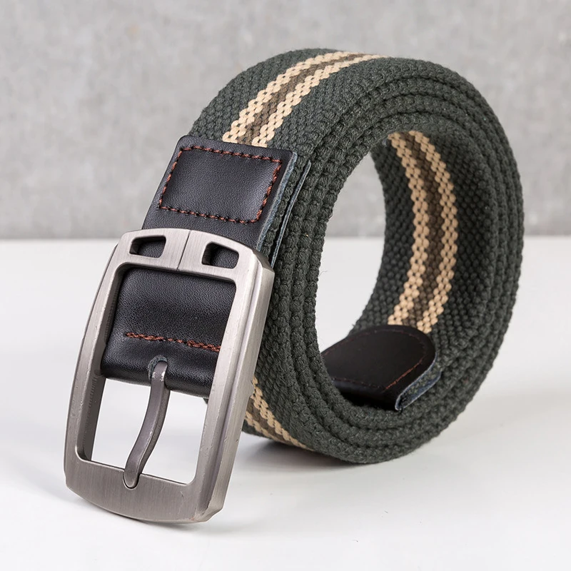 F Army green 1 Мужской ремень, качественный, брезентовый, с пряжкой, мужской ремень, Повседневный, Спортивный, джинсы, Дикий Пояс, брезентовый пояс, тканевый ремень, мужские ремни, роскошные - Цвет: F Army green 1