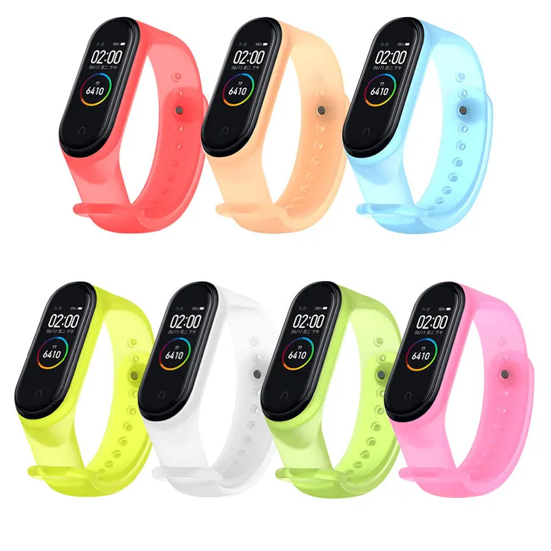 

Transparent Silicone Wrist Strap For Mi Band 3 4 5 Bracelet Smart Watch Strap Replaceable For Xiaomi Mi Band Strap Wristband