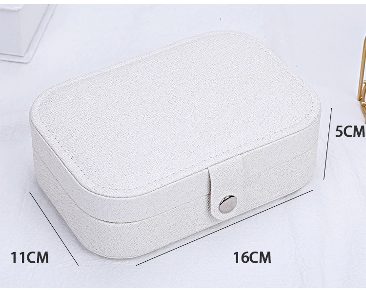 SNH0015-WHITE CTHome корейский стиль простая девушка серьги пластина шкатулка переносное кожаное кольцо многофункциональное ожерелье коробка для хранения макияжа - Цвет: SNH0015-WHITE
