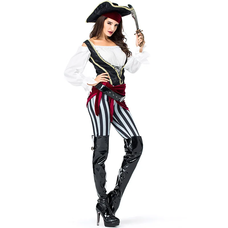 

Adult Female Warrior Cosplay Woman Halloween Pirates of the Caribbean Costumes Carnival Purim Parade Stage Role Play Party Dress