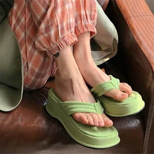 

Women Flip Flops Flock Slippers For Home Woman Casual Platform Summer Flats Female Fashion Slides Ladies New Shoes