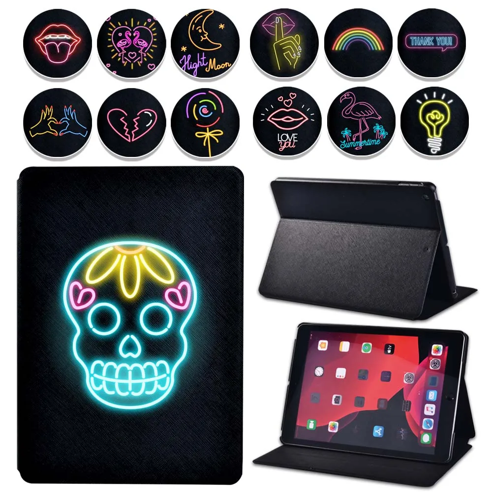 

Neon Series Leather Soft Shell Tablet Case for Apple IPad Mini 1/2/3/4/5 IPad 2/3/4/iPad 5th/6th/7th/Air/Air 2/Air 3/Pro + Pen