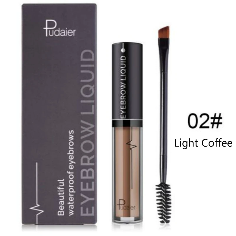 02 Light Coffee Бренд pudaier гель для бровей корректор для бровей с кисточкой Водонепроницаемый черный коричневый Натуральная краска-тинт для бровей крем тату макияж набор - Цвет: 02 Light Coffee