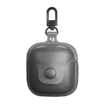 

Leather Case for JBL TUNE 220TWS Portable Protective Cover with Keychain Bluetooth Headset Charging Box Black