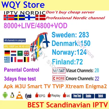 

best stable Scandinavian IPTV Nordic IPTV Code for Sweden Norway Finland Denmark UK USA for Android ios m3u smart tv TVIP box