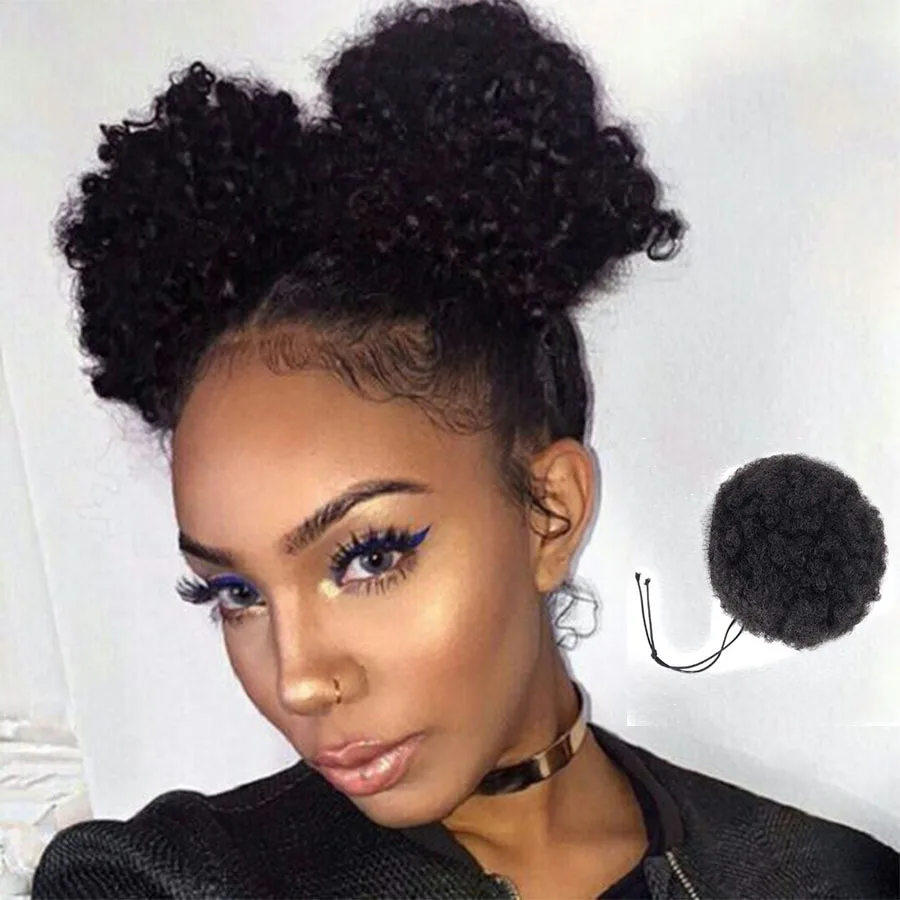 Weilai African Hair Bun Ponytail Drawstring Synthetic African Kink