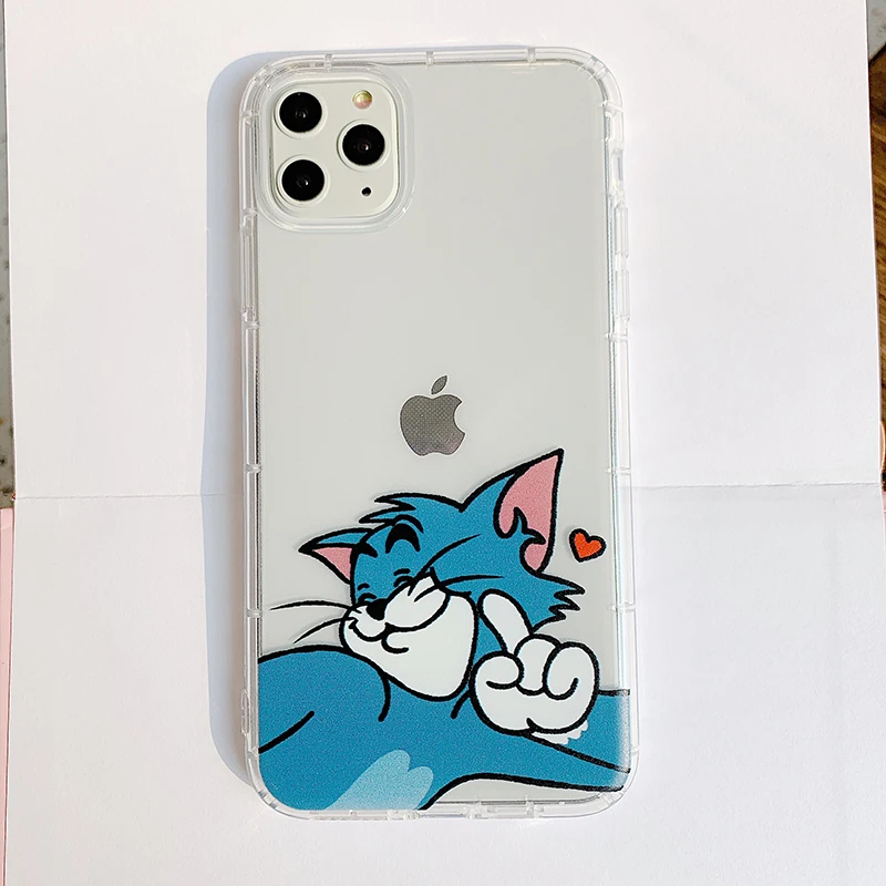 Чехлы для телефонов с милыми мультяшными мышками и кошками для iPhone 11Pro Max 7 8 Plus X Xs Max Xr, высококачественный прозрачный мягкий чехол Fundas