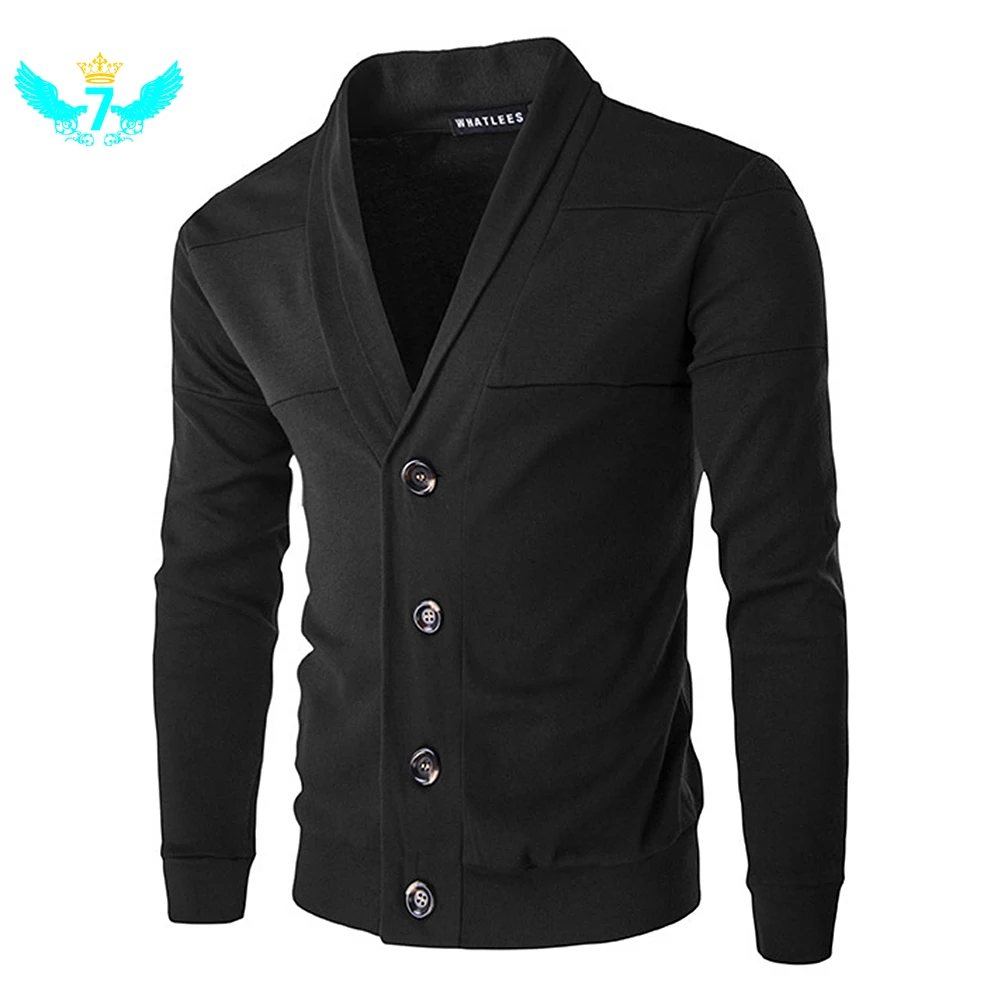 

Fashion lapel men's wool cardigan men's knitted jacket long-sleeved knitted jacket button solid color stitching TOA