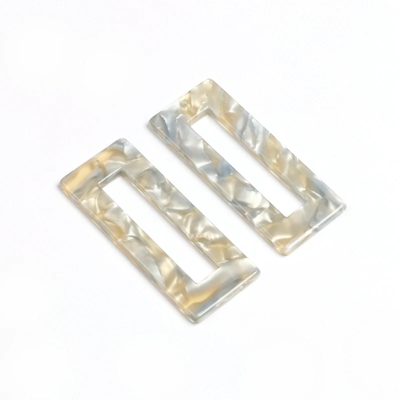 A282-110Z-6PCS Черепаха серьга ракушка Шарм, ацетат Акриловые Бусины, прямоугольной формы, геометрические, ювелирные изделия в стиле "Бохо", детали для серег, ohrrringe finding-ACE110 - Metal color: A282-110Z-6PCS